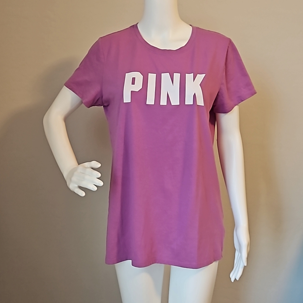PINK Victoria's Secret Purple Logo Short Sleeve Tee